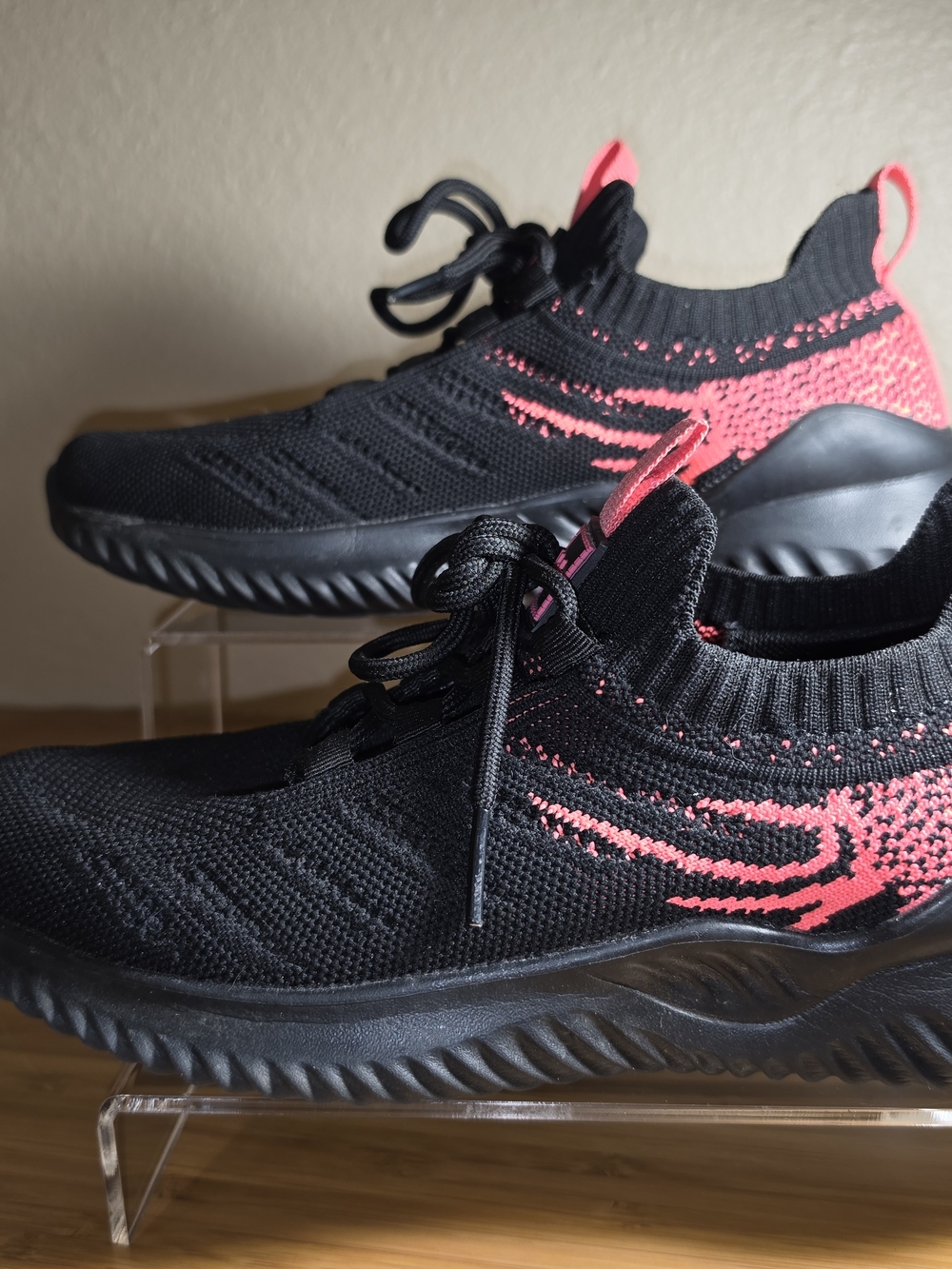 Women's Black & Pink Knit Slip-On Sneakers - Picture 5 of 14